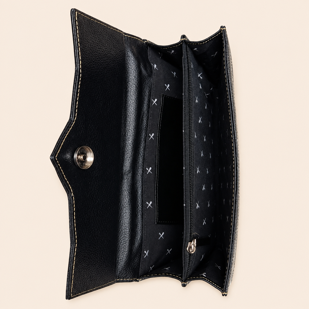 Color Panel Leather Purse