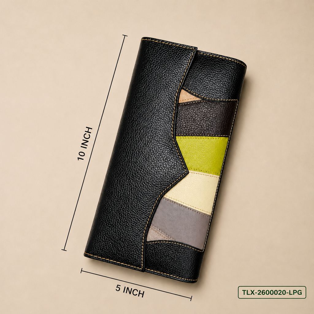 Color Panel Leather Purse