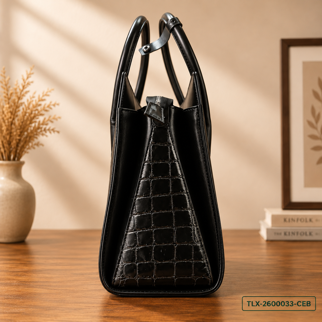 Crocodile Embossed Satchel Bag