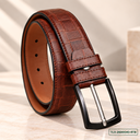Cognac Artisan Textured Leather Belt