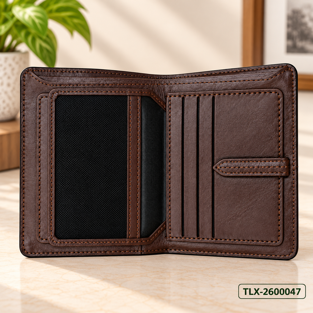Walnut Crest Bifold Wallet