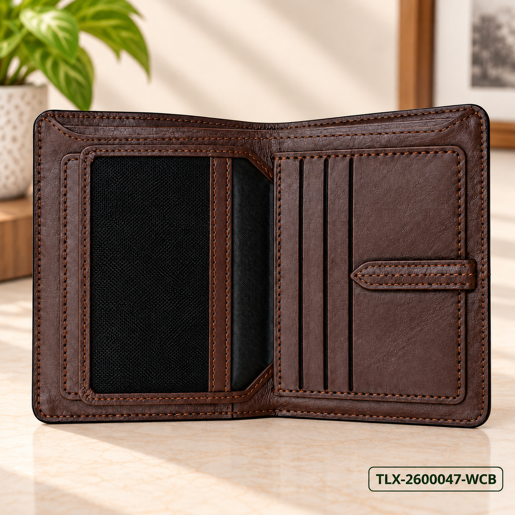 Walnut Crest Bifold Wallet
