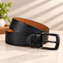 Classic Black Textured Leather Belt