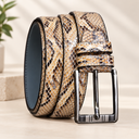 Luxury Python-Pattern Leather Belt
