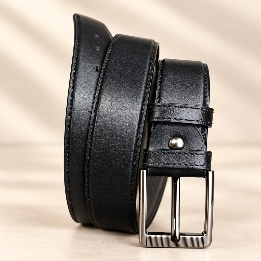 Executive Black Leather Belt