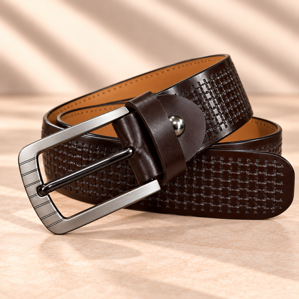 Premium Basket-Weave Leather Belt