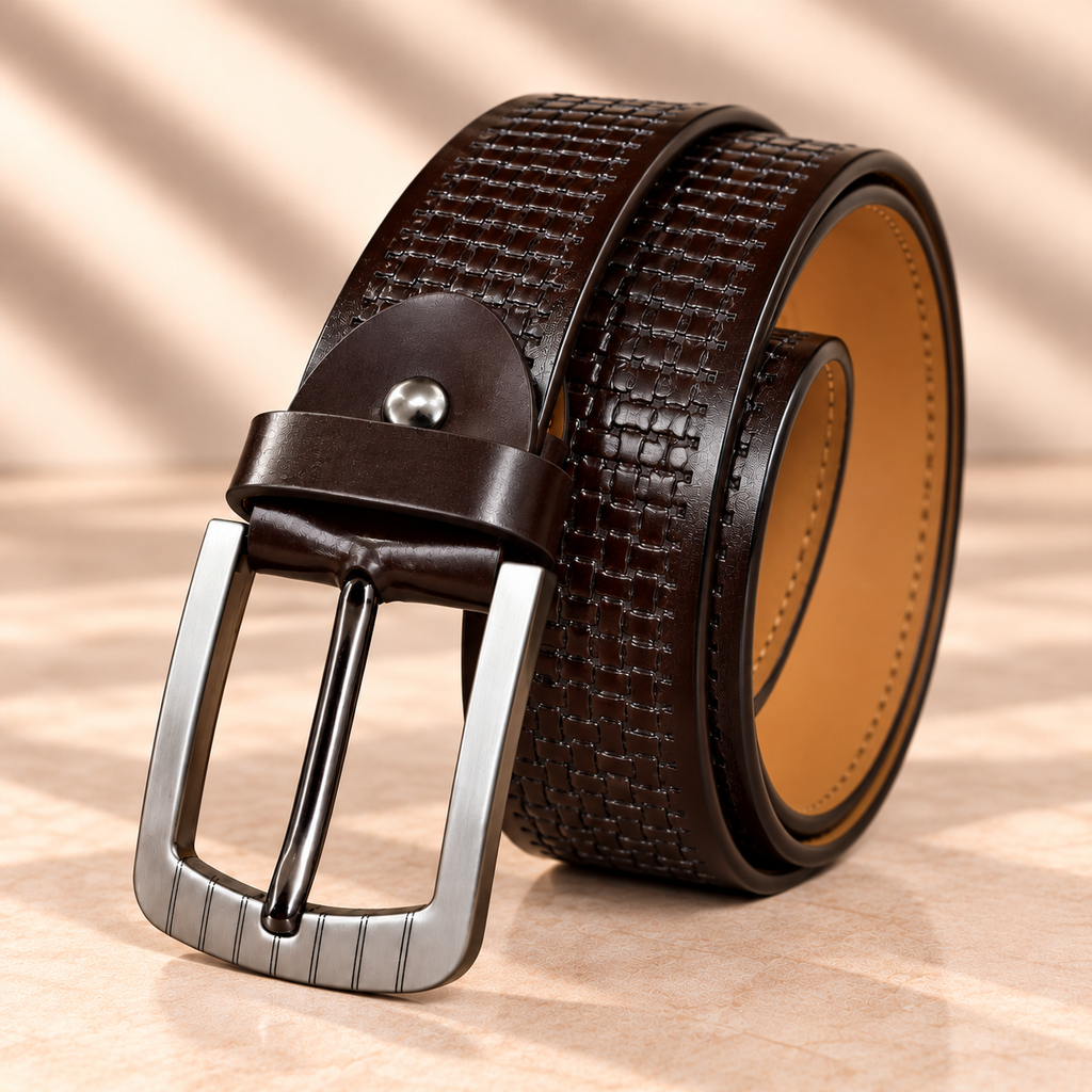 Premium Basket-Weave Leather Belt