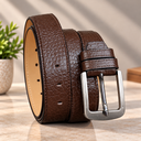 Classic Chocolate Embossed Leather Belt