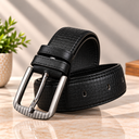 Classic Black Textured Leather Belt