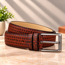 Executive Cognac Textured Leather Belt