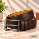 Dark Chocolate Classic Stitched Leather Belt