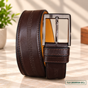 Dark Chocolate Classic Stitched Leather Belt