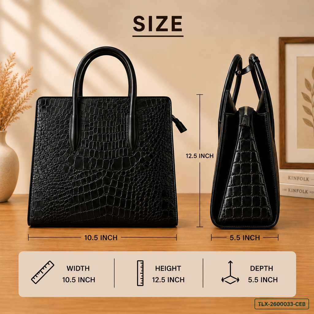 Crocodile Embossed Satchel Bag