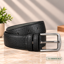 Classic Black Textured Leather Belt