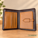 Cognac Crocodile-Textured Leather Bi-Fold Wallet