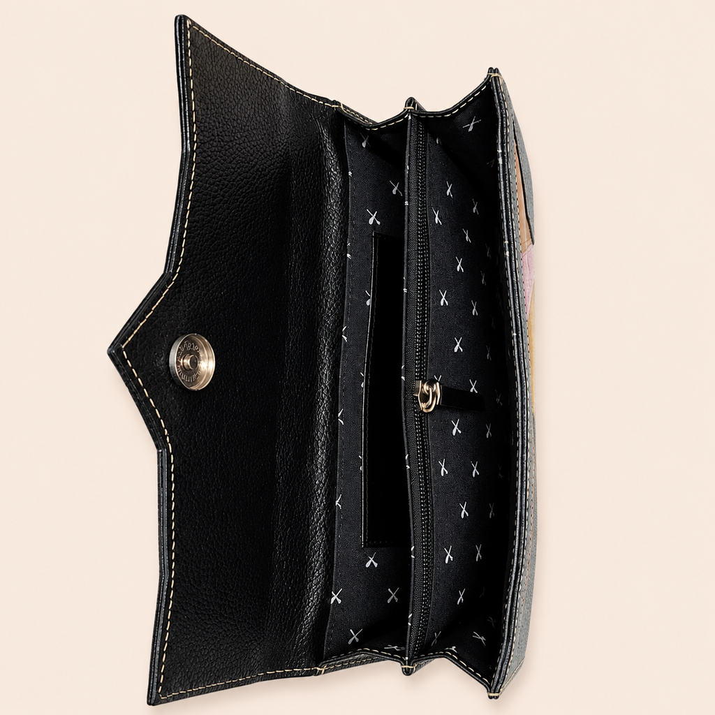 Color Panel Ladies Leather Purse