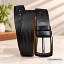 Classic Black Textured Leather Belt