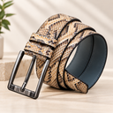 Luxury Python-Pattern Leather Belt