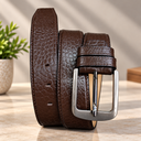 Classic Chocolate Embossed Leather Belt