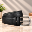 Classic Black Textured Leather Belt