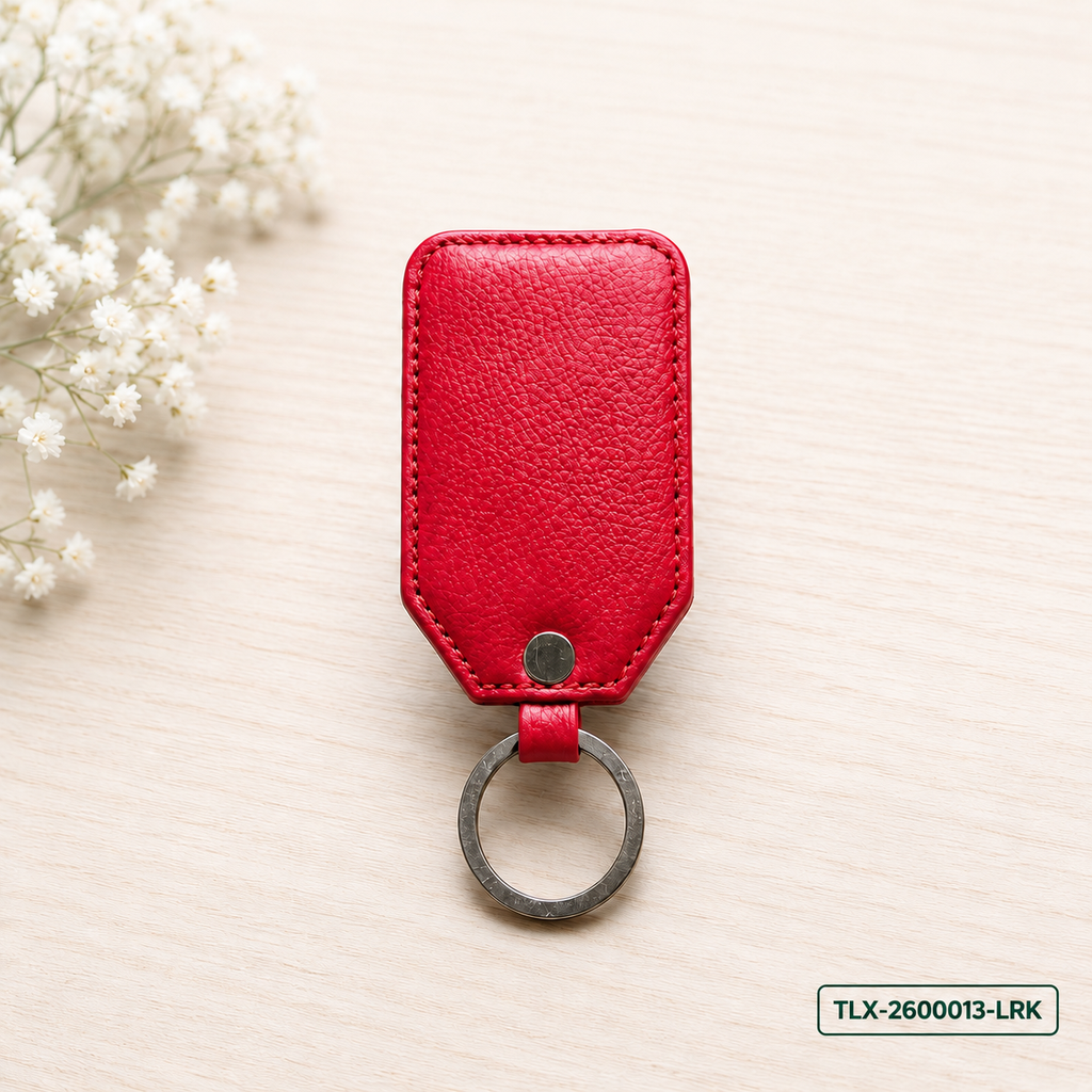 Leather Key Ring - Red