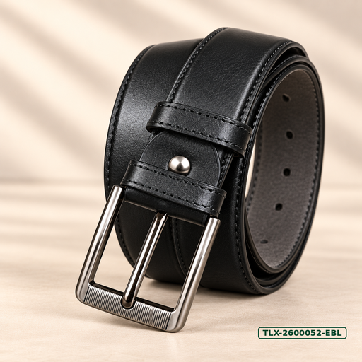 [TLX-2600052] Executive Black Leather Belt