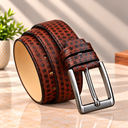 Executive Cognac Textured Leather Belt