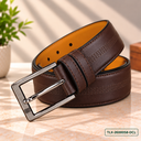 Dark Chocolate Classic Stitched Leather Belt