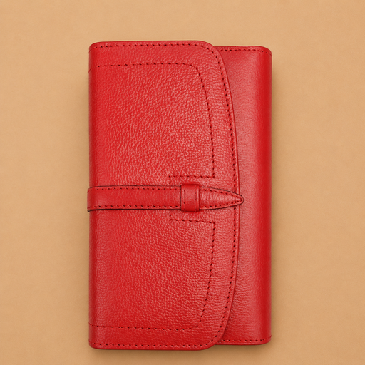 Leather Clutch Wallet - Red