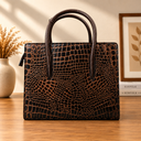 Crocodile Embossed Satchel Bag