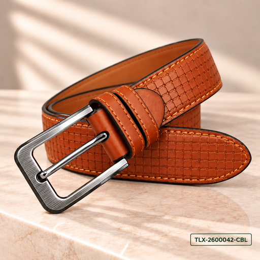[TLX-2600042] Executive Cognac Textured Leather Belt